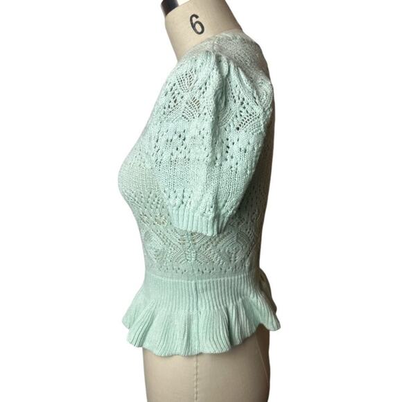 LC Lauren Conrad Mint Short Sleeve Open Knit Top Women's Size XS - Picture 2 of 6